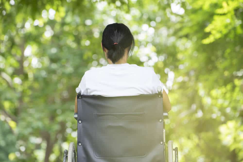Woman Using a Wheelchair in a Park